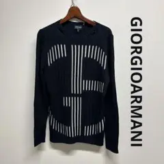 ジョルジオアルマーニ GAロゴリブ編み メンズセーターGIORGIOARMANI