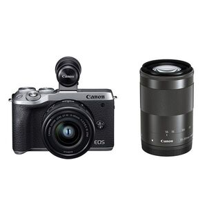 中古 １年保証 美品 Canon EOS M6 Mark II ダブルズーム EVFキット シルバー