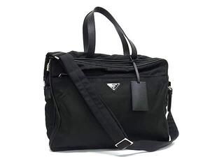 1円 ■美品■ PRADA プラダ テスートナイロン 2WAY ハンドバッグ ビジネスバッグ ショルダー 斜め掛け メンズ ブラック系 FL0309