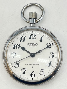 K4292■【稼働品!!】 SEIKO PRECISION セイコー プレシジョン 6110-0010 懐中時計 手巻 21石 セコンドセッティング 鉄道時計 ビンテージ ■