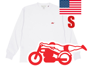 USAコットン SUPER HEAVY WEIGHT スピードアディクト L/S T-shirt WHITE S/白tシャツロンteeヘビーウェイトヘビーオンスアメリカusコットン
