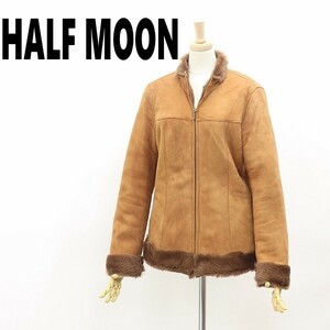 ◆HALF MOON ハーフムーン リアルムートン シープスキン ジップ ジャケット キャメル×ブラウン