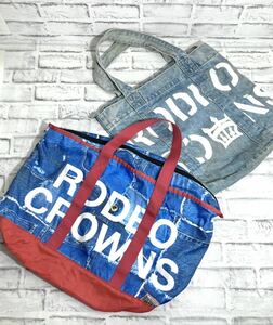 USED【RODEO CROWNS/ロデオクラウンズ デニムトートバッグ エコトートバッグ】２つまとめて