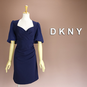 半額セール★新品 DKNY 14/19号 ダナキャラン 紺 ワンピース パーティドレス 半袖 大きいサイズ 結婚式 二次会 フォーマル 通勤 凛45YY2902