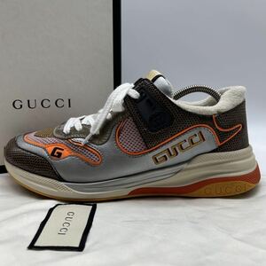 1円 【美品】 GUCCI グッチ 【王者の貫禄】 メンズ スニーカー ローカット シューズ 靴 インターロッキング ロゴ シルバー 6 25.0cm相当