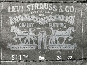 LEVI’S 511 SKINY (ADJUSTABLE WAISTBAND) size-W24L22(平置き34 股下58) 中古(超美品) 送料無料 NCNR