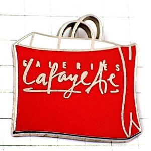 ピンバッジ・ギャラリーラファイエット赤のバッグ紙袋 GALERIES-LAFAYETTE PARIS◆フランス限定ピンズ◆レアなヴィンテージものピンバッチ