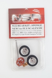 新品 NSR 1/32 REAR KIT w/SPONGE NEW for Fly/Scalex SW サイドワインダー ギア タイヤ アルミホイール 9122 スロットカー