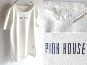 ネコポス対応 PINK HOUSE ピンクハウス コットン ロゴプリント Tシャツ 半袖 カットソー M オフホワイト 白 KANEKO ISAO カネコイサオ