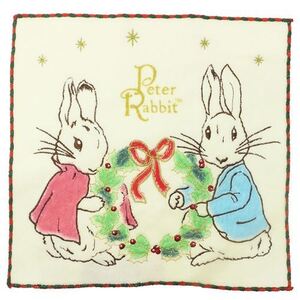 ♪新品　ピーターラビット　Peter Rabbit　ミニハンカチ　No8　クリスマスリース　刺繍