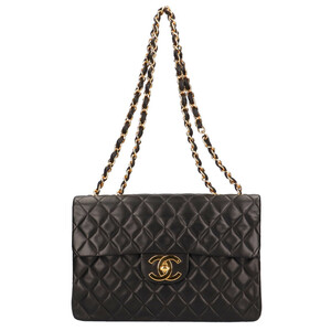 シャネル CHANEL デカマトラッセチェーン マトラッセ ショルダーバッグ ラムスキン ブラック レディース 中古 美品