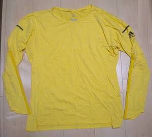 USED★adidasアディダス☆CLIMALITE☆長袖Tシャツ★サイズOT★色はイエロー★