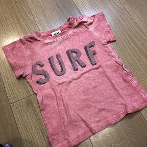 【ジャンクストア】ピンク系　サーフプリント半袖Tシャツ 90