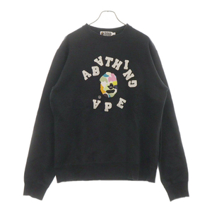 アベイシングエイプ MULTI CAMO EMBROIDERY CREWNECK マルチ カモ エンブロイダリー クルーネック スウェット トレーナー ブラック