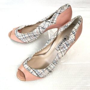 日本製★DIANA/ダイアナ★本革/パンプス/ハイヒール【23.5/PINK/ピンク/チェック柄】サンダル/ビジネス/dress shoes◆Q-72