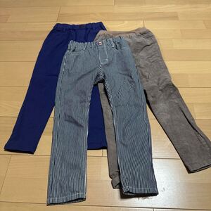  キッズ パンツ　3点セット　サイズ全て120 デビロック（紺）プチマイン（コーデュロイ）ストライプ（EDWIN）