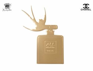 シャネル ノベルティ ブローチ 香水ボトル 鳥 ALL about dear ゴールド CHANEL PARFUMS【New 新品】