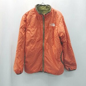 ◇ THE NORTH FACE ノースフェイス リバーシブル 子供 長袖 ジャケット サイズ140 カーキ/オレンジ メンズ レディース E