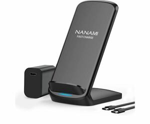 NANAMI ワイヤレス急速充電器 (USB-C 20W出力の急速充電器に昇進) 置くだけ充電器 セット