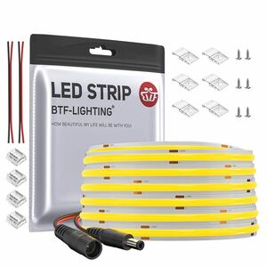 BTF-LIGHTING FCOB COB LEDテープライト 高密度 フレキシブル 10M/ロール 3360LEDs 電球色 3000K 幅8mm 電源やコントローラーなし(H36)