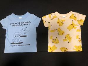 まとめ売り ピカチュウ ポッチャマ 90cm 半袖Tシャツ ポケットモンスター 水色 総柄