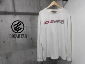 ROCAWEAR ロカウエア ROCA WEAR ロゴ 刺繍 ワッペン 長袖 TシャツXL/ロンTee/白/メンズ/大きいサイズ/HIPHOP ヒップホップ B系 90年代 90s