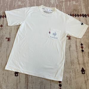 A★未使用★ le coq sportif ルコック★半袖Tシャツ メンズ　M ホワイト系　速乾　ゴルフ　スポーツ　白 男性　運動　ジム　