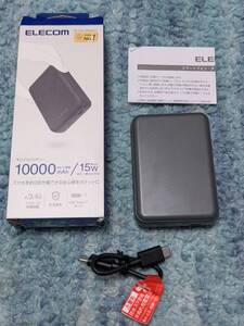 ◎0611u0847　エレコム モバイルバッテリー 15W 10000mAh Type-C 1ポート 入出力 小型 軽量 ダークグレー DE-C49-10000DGY