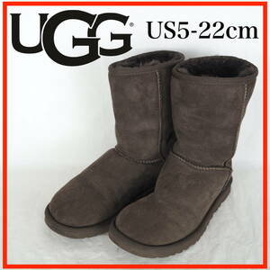 EB6236*UGG*アグ*レディースブーツ*ムートンブーツ*US5-22cm*茶系