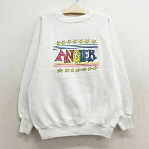 古着 長袖 スウェット キッズ ボーイズ 子供服 80s ANGIER ラグラン クルーネック 白 ホワイト 23dec08 2OF