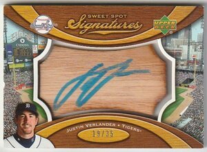 2007 UD SWEET SPOT Justin Verlander BAT BARREL Auto BLUE INK #/35