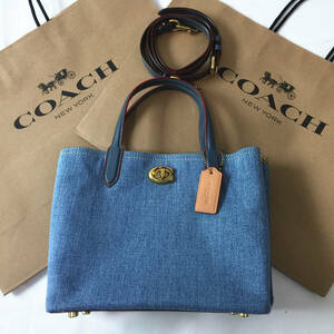 ★COACHバッグ★コーチ新作 CR708 デニム 2WAY斜め掛けトートバッグ ショルダーバッグ ウィロウ24 レディースバッグ アウトレット品 新品