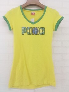 ◇ PUMA プーマ スパンコール 半袖 Tシャツ カットソー サイズUS XS UK 8 イエロー レディース P