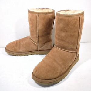 R6481L UGG australia アグ 23cm クラシック ショート S/N 5825 ムートンブーツ チェストナット ブラウン系 レディース スエード レザー 