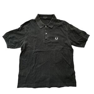 フレッドペリー ブラック ポロシャツ 鹿の子 リーフワンポイント ロゴボタン　　FRED PERRY ヴィンテージ 90s 00s 雅瀬547