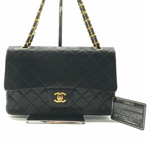 1円 美品 CHANEL シャネル マトラッセ ココマーク ターンロック Wフラップ Wチェーン ショルダー バッグ ブラック レディース a5558