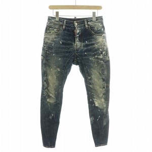 ディースクエアード DSQUARED2 TIDY BIKER JEAN タイディベイカージーンズ デニムパンツ ボタンフライ ダメージ加工 ペンキ加工 42 紺