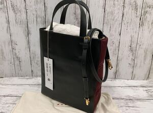 マルニ MARNI ミュゼオ ソフト パテットショルダーバッグ トート チャイナレッド ブラック 