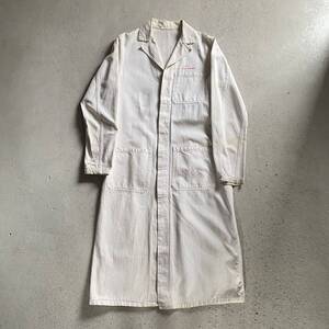 50~60’s UNKNOWN HBT SHOP COAT ショップコート ワーク ヘリンボーン　生成り 白　古着　vintage used