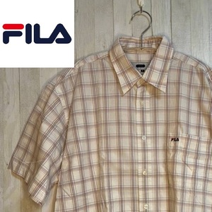 FILA★フィラ★半袖 チェック コットンシャツ★サイズL　507-17