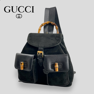 ■GUCCI グッチ■ オールドグッチ バンブー バックパック リュックサック スウェードレザー