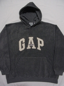 ☆美品☆ 80s90s ビンテージ GAP ギャップ ビッグ ロゴ フリース スウェット パーカ sizeM グレー ☆USA古着 プルオーバー 銀タグ オールド