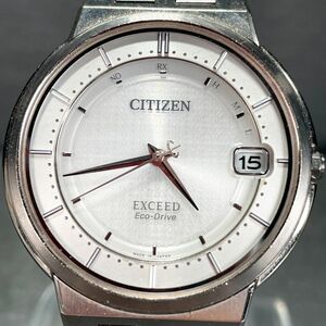 美品 CITIZEN シチズン EXCEED エクシード Eco-Drive エコドライブ H113-T014020 腕時計 アナログ 電波ソーラー 3針 カレンダー 動作確認済