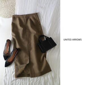 1.7万☆超美品☆ユナイテッドアローズ UNITED ARROWS☆スリット タイトスカート 40サイズ 日本製☆A-O 7082