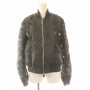 サカイ sacai 22AW Logo-Embroidery Lace Bomber Blouson ブルゾン ジャケット レース 1 グレー /DF ■OS レディース