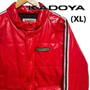 KADOYA カドヤ BLACK HORESE RACING ブラックホース ビニールジャケット アウター ダウン 赤色 レッド ライン XL バイカー 中古【5052】F