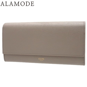 CELINE(セリーヌ) ラージ フラップウォレット 長財布 二つ折り グレインドカーフスキン グレージュ 10B563BEL 40601125673【アラモード】