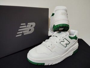 新品24.5cmニューバランス newbalanceBB550SWBレディーススニーカーホワイトグリーン白緑