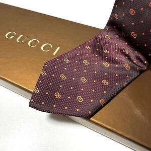 美品 GUCCI ネクタイ シルク100% ボルドー 2410-482