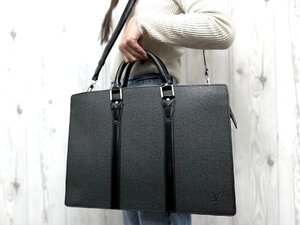 極美品 LOUIS VUITTON ルイヴィトン タイガ ポルトドキュマン ロザン ハンドバッグ ショルダー バッグ M30052 黒 A4可 2WAY メンズ 79710Y